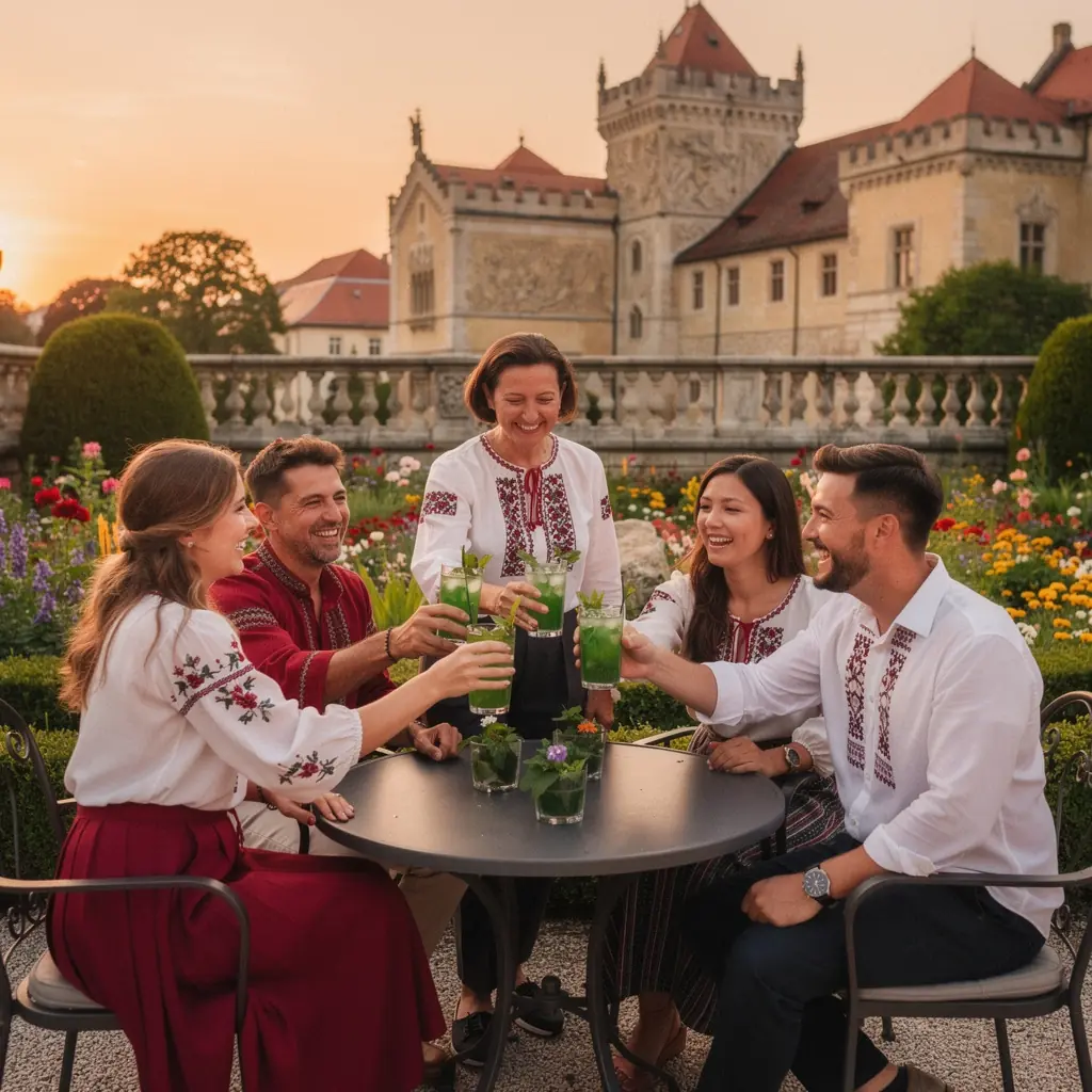Csalán tea szürcsölése a természetben, napfényben.